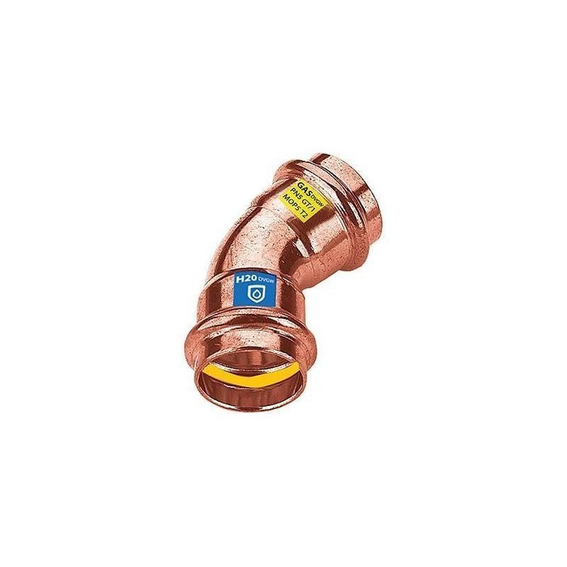 Raccord gaz eau à sertir coude 45° FF