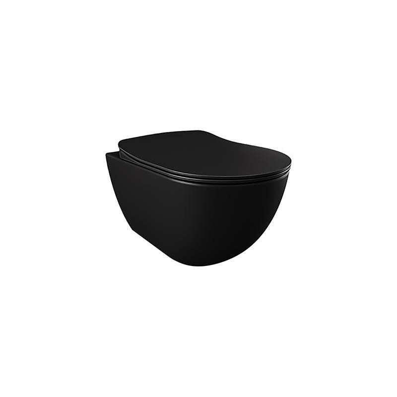 WC SUSPENDU DESIGN NOIR MAT, AVEC HYGIÈNE (BIDET) INOX