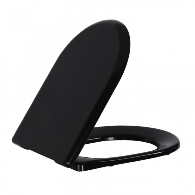 DUROPLAST SIÈGE DE TOILETTE, CHARNIÈRES INOX, SOFT-CLOSE NOIR MAT