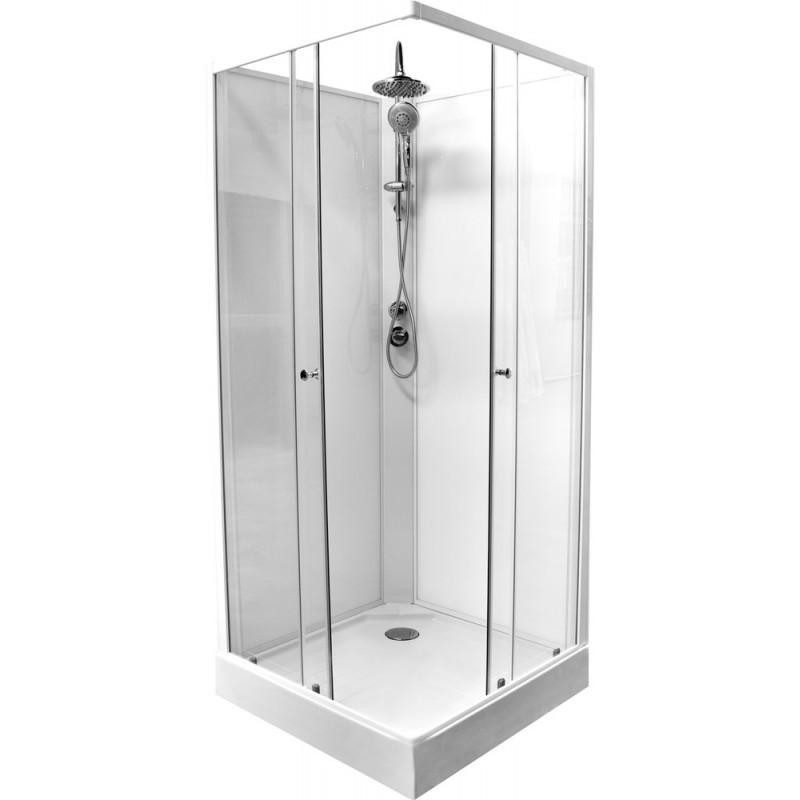 Khone IV Cabine de douche 90x90 - Ouverture d'angle + colonne