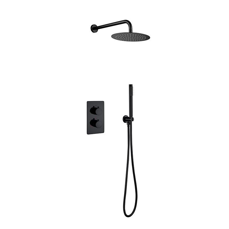 ALONI DOUCHE DE PLUIE INTÉGRÉE AVEC BRAS MURAL ET DOUCHE DE TÊTE DE 25CM NOIR MAT