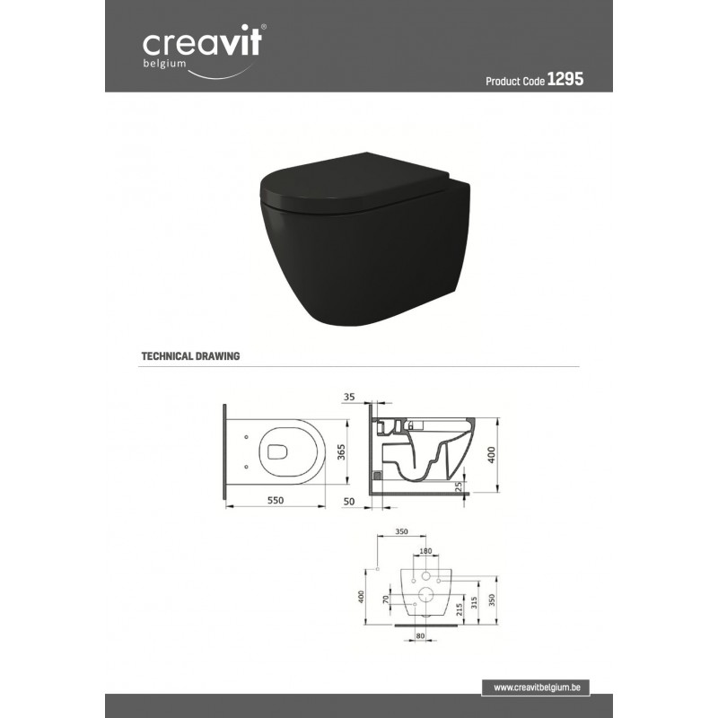 BOCCHI VENEZIA WC SUSPENDU DESIGN AVEC FIXATION INVISIBLE NOIR MAT