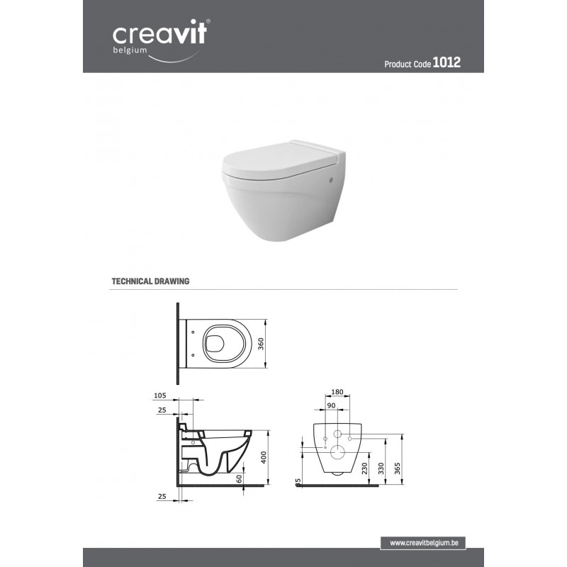 BOCCHI TAORMINA WC SUSPENDU DESIGN AVEC FIXATION INVISIBLE, BLANC MAT