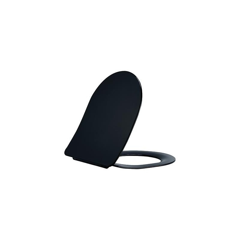 DUROPLAST SIÈGE DE TOILETTE NOIR, INOX CHARNIÈRES, SOFT-CLOSE