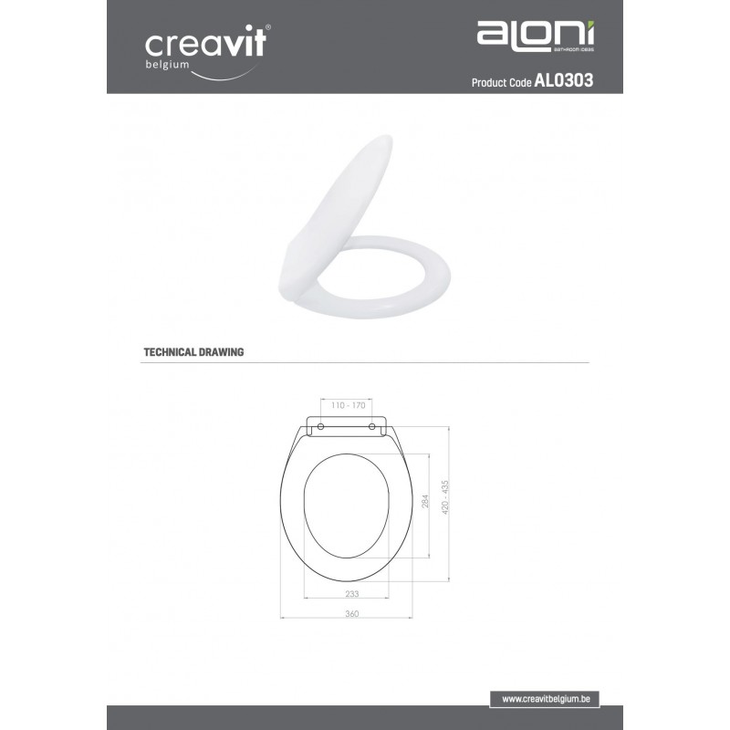 BASIC SIÈGE DE TOILETTE, CHARNIÈRES PVC, SOFT-CLOSE