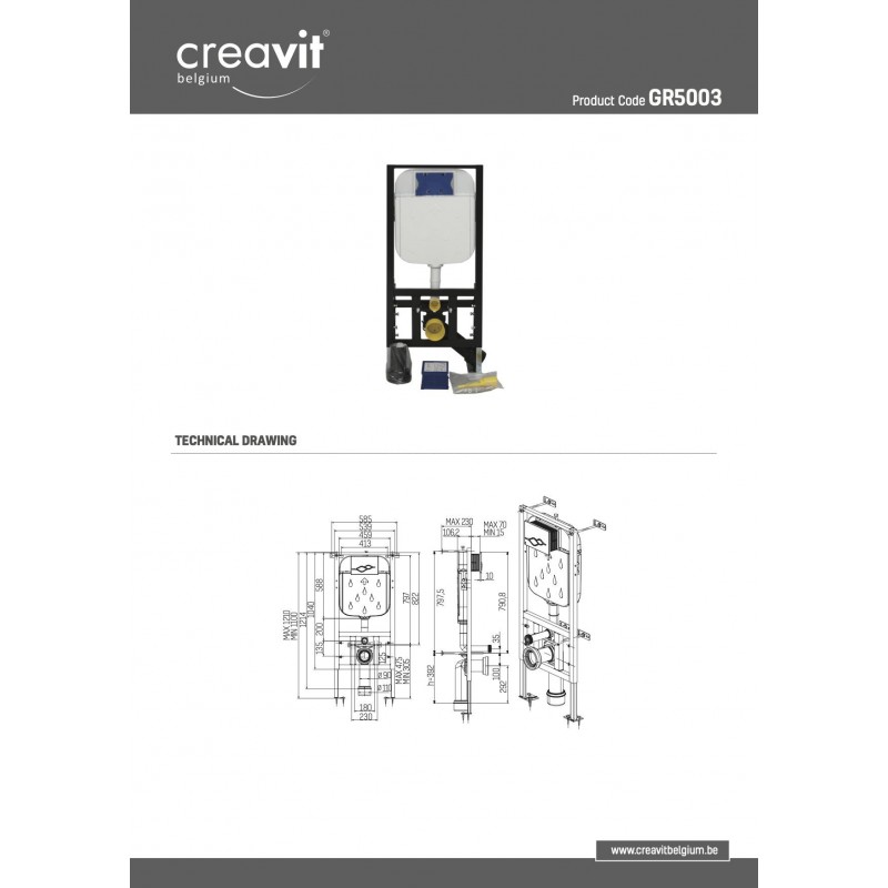 BATI SUPPORTS CREAVIT POUR WC SUSPENDU 3-6L