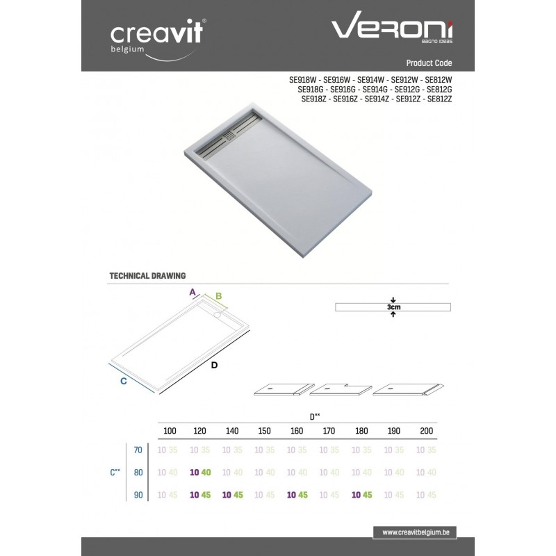 RECEVEUR DE DOUCHE COMPOSITE 120x90x3cm