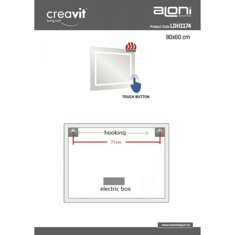 MIROIR LED QUEEN AVEC CHAUFFAGE 80x60cm