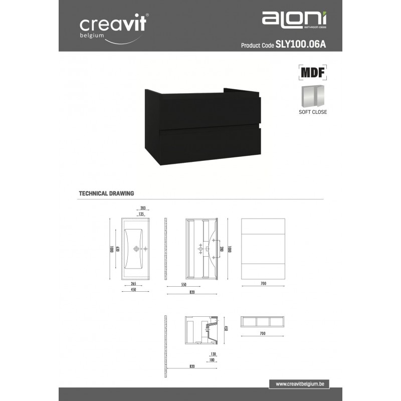SALLY MEUBLE SOUS PLAN 100cm MAT NOIR