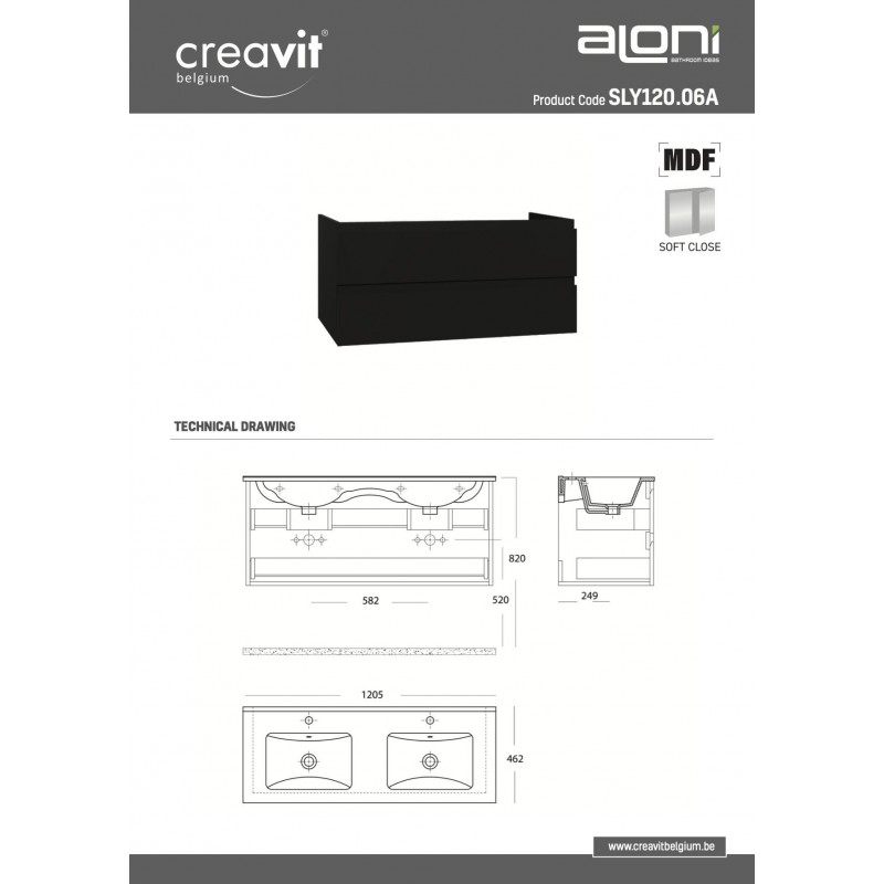 SALLY MEUBLE SOUS PLAN 120cm MAT NOIR