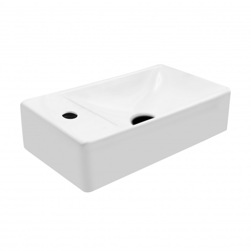 ALONI LAVABO CERAMIQUE BLANC AVEC TROU DE ROBINETTERIE À GAUCHE 35x30cm