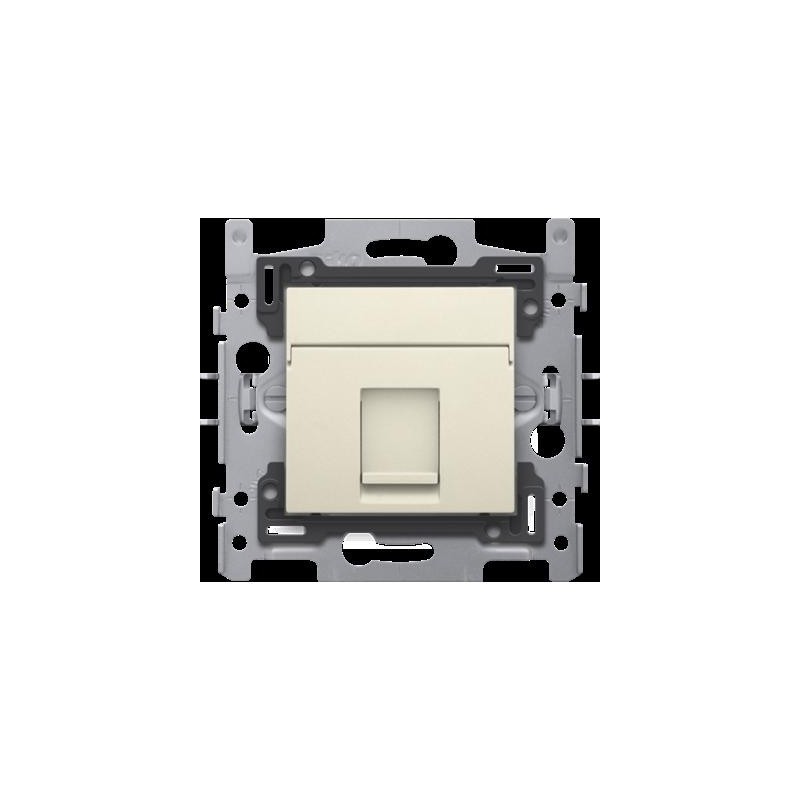 Support avec 1x RJ45 UTP cat.5E, plate, avec porte-étiquette plein