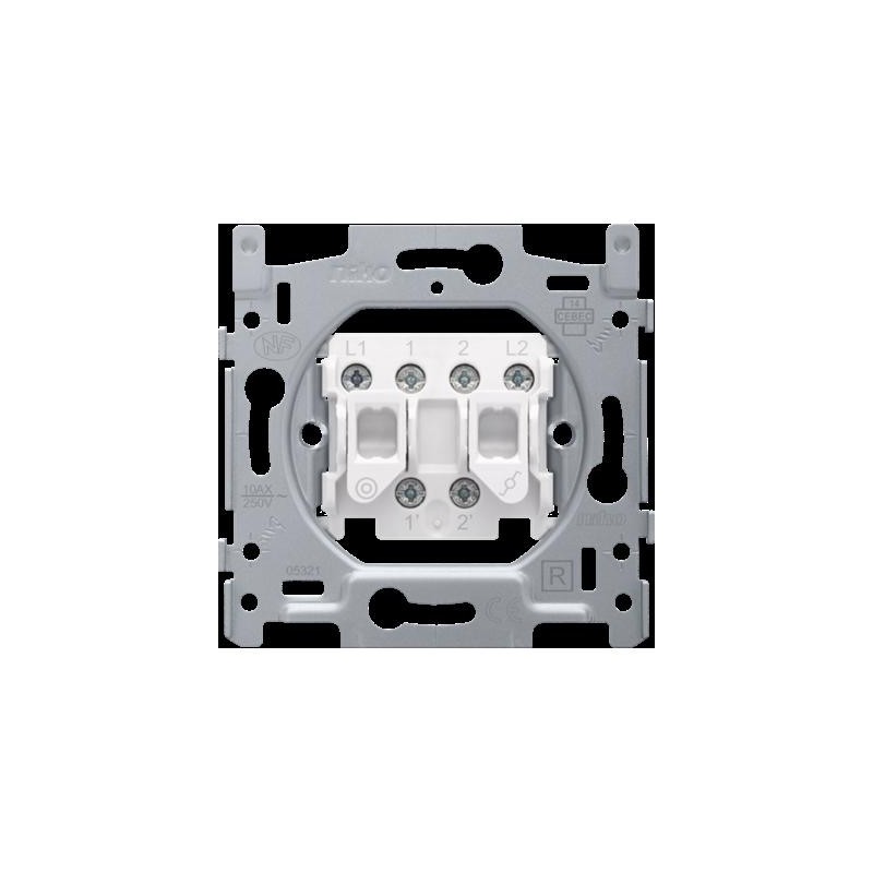 Socle interrupteur va-et-vient + bouton poussoir 10A 250V AC, NO